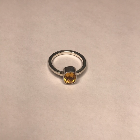 Citrine Stone Sterling Silver Dainty Classic Ring Jewelry Size 7 - Picture 6 of 7